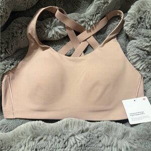 NWT Lululemon Energy Tan Bra Sz 36 C Black Run Crossfit Gym High Support $68